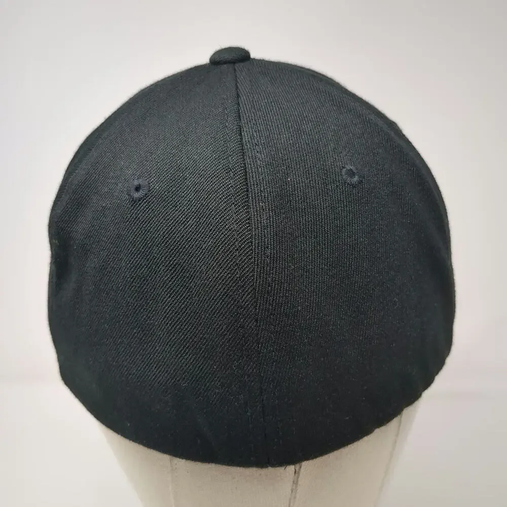 Branded Bills Baseball Cap Black XL American Flag Raised Rubber Patch Hat